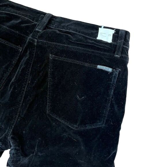 Hudson Nix High Rise Lace Hem Black Velvet Cropped Skinny Pants Size 29 - Picture 8 of 14